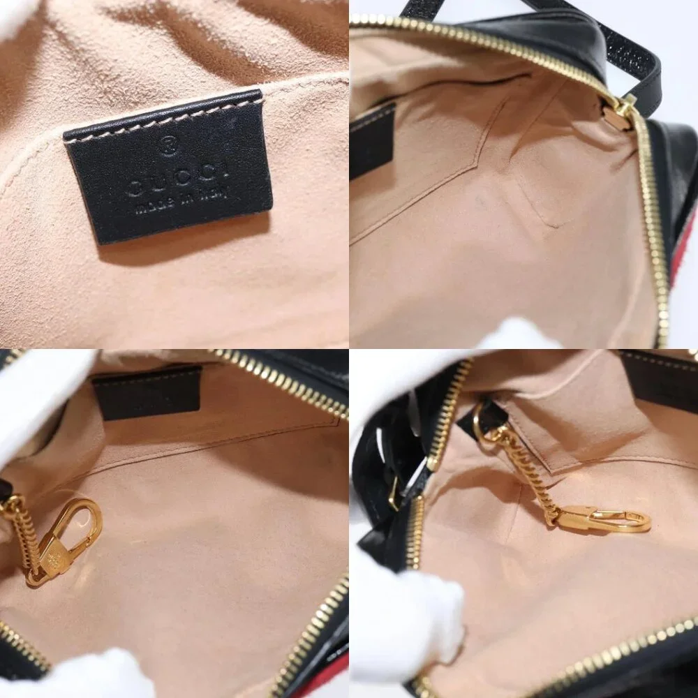 GUCCI Sherry Line Shoulder Bag Suede Patent Red Gold black 527350 Auth bs30609 - Picture 16 of 16